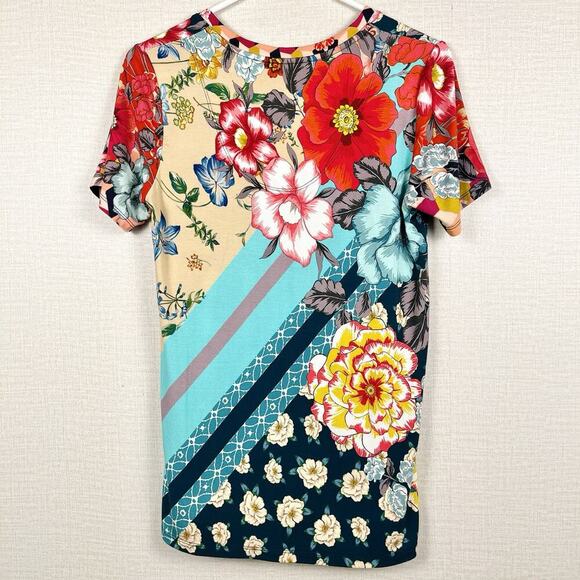 Johnny Was XS Nellie Patchwork Multicolor Short Sleeve Favorite T-Shirt Top - Picture 6 of 6